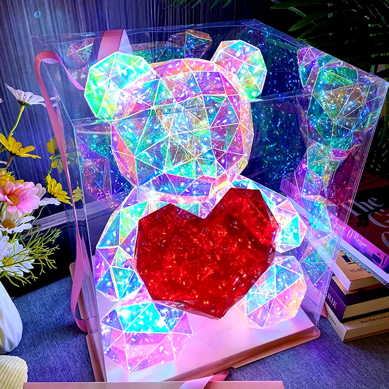 30Cm Teddy Bear Doll Gift Lamp Colorful Sparkling Romantic Surprise LED Gift Light Girls Birthday Valentine'S Day Bedroom Decor