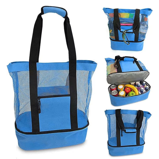 Heat Preservation Picnic Beach Bag Women Mesh Transparent Double-Layer Swim Storage High Capacity Shopping Waterproof Bags Tote