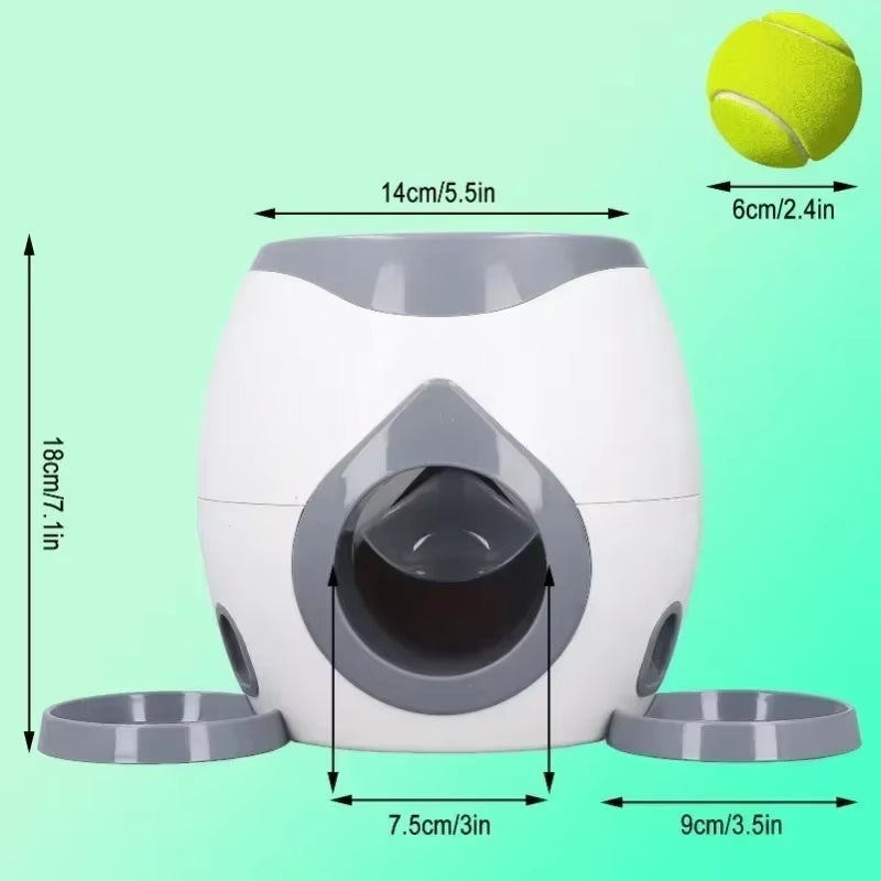 Dog Pet Toys 2 in 1 Tennis Launcher Automatic Throwing Machine Pet Ball Throw Device Interactive Pet Feeder Toy for All Size Dog