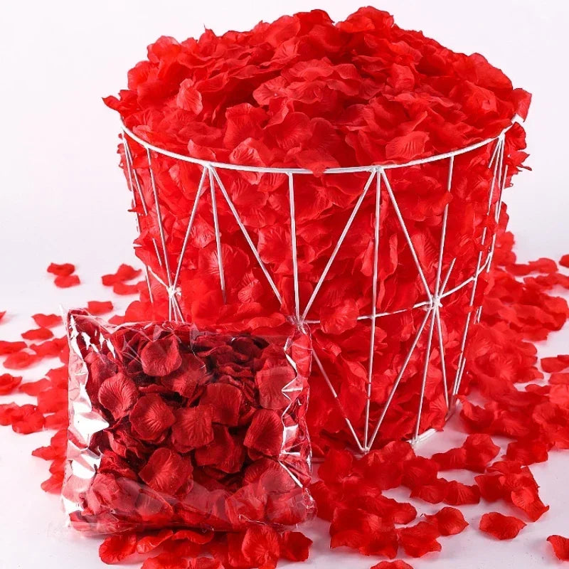 100/10000PCS Fake Rose Petals Artificial Flowers Red Silk Petal for Valentines Day Wedding Party Romantic Wedding Party Decor