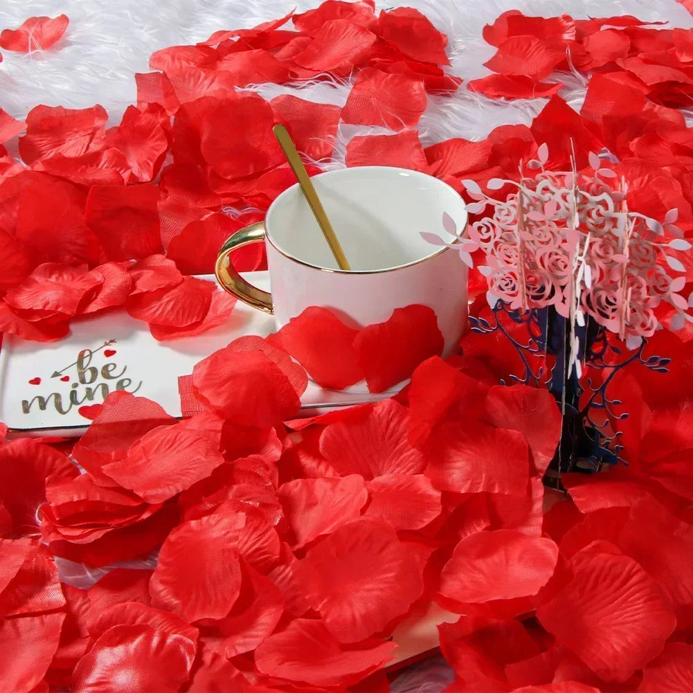 100/10000PCS Fake Rose Petals Artificial Flowers Red Silk Petal for Valentines Day Wedding Party Romantic Wedding Party Decor