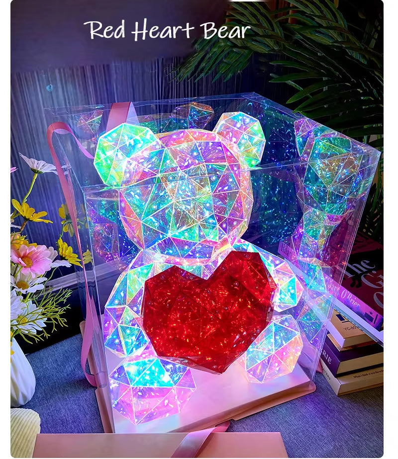 30Cm Teddy Bear Doll Gift Lamp Colorful Sparkling Romantic Surprise LED Gift Light Girls Birthday Valentine'S Day Bedroom Decor