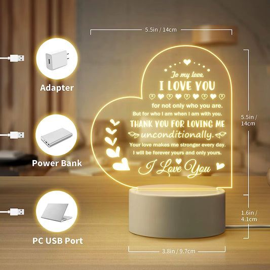 Love Cute 3D Led Night Light Acrylic Lights Gift Children'S Lamp